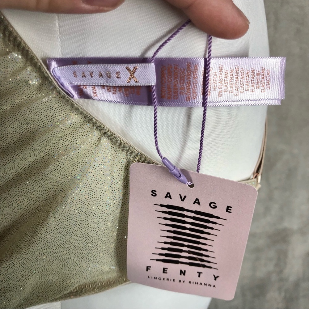 Savage x Fenty Gathered Mesh Strappy Teddy Size XL Iridescent Sunset Sexy 70s - Picture 6 of 7
